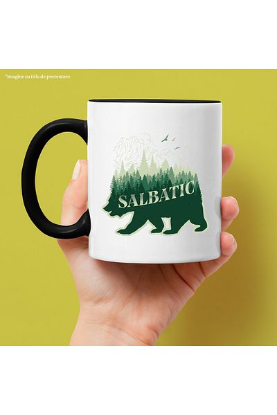 StoryGift Romania Wild mug, bear silhouette, high forest, mountains, nature, 330ml, Ceramic with N Handle, With, STG