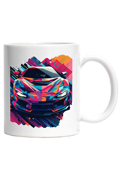 StoryGift Romania Cana cu Portret Masina Sport Colorata din Fata, Arta Abstra...