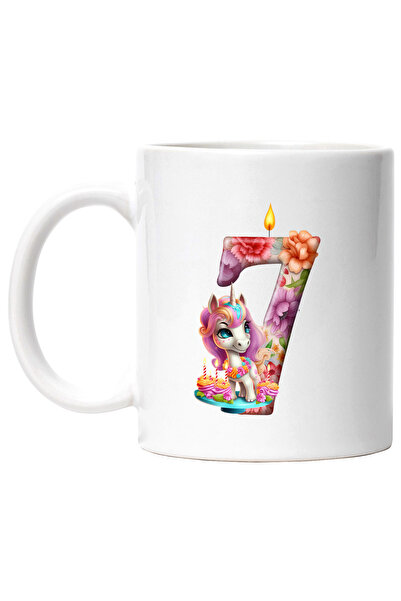 StoryGift Romania Cana cu cifra 7, unicorn, ilustratie, pentru copii, lumanar...
