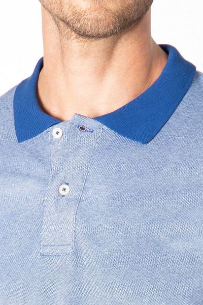 Tudors Ανδρικό μπλουζάκι Slim Fit Slim Fit Βαμβακερό απλό πικέ μπλε γιακά μπλουζάκι