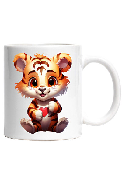 StoryGift Romania Cana cu un pui de tigru fericit | ilustratie | inima | apre...