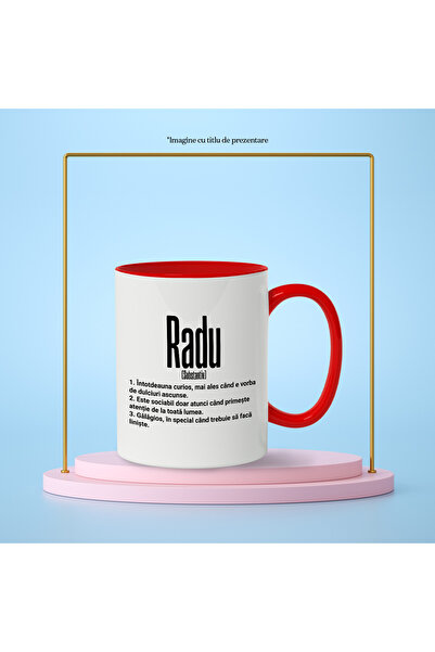 StoryGift Romania Mug With The Name Radu, With Funny Message, Curious, Sociable, Noisy, 330ml, Ceramics, With,STG.