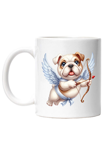 StoryGift Romania Cana cu un catel vesel Cupidon | ilustratie | trage cu arcul | aripi | zboara | , Cu Maner Alb