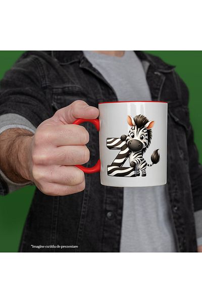 StoryGift Romania Mug with a zebra with the letter "Z", illustration, for children, school, student, write, in, With
