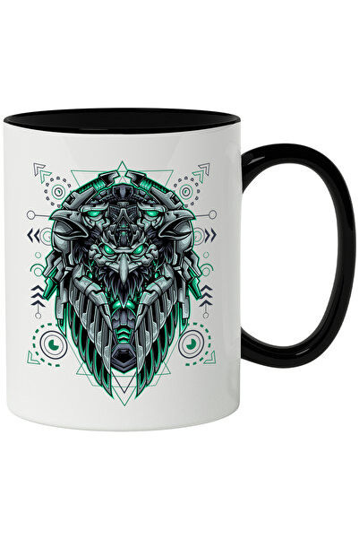 StoryGift Romania Cana Cu Vulturi, Aripi, Roboti, Cyberpunk, Mecha, SF, Multicolor 330 ml, Ceramic, Cu Maner Negru