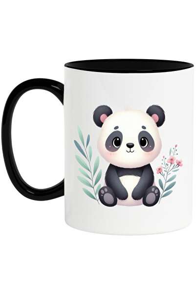 StoryGift Romania Cana cu un ursulet Panda, ilustratie, vesel, jucaus, plante...