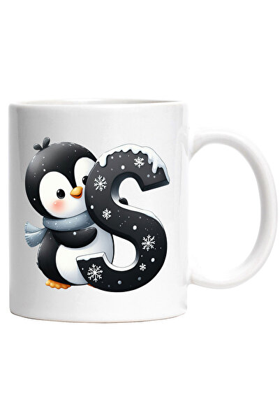 StoryGift Romania Cana cu un pinguin care tine litera "S" | ilustratie | pent...