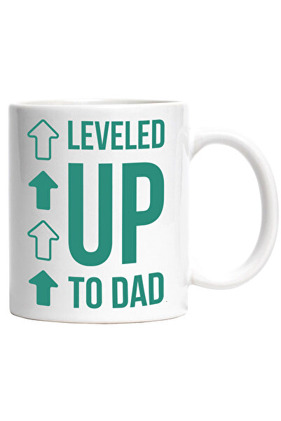 StoryGift Romania Cana cu Mesajul Amuzant in Engleza Level up to Dad, Ridica Nivelul pana la Tata,, Cu Maner Alb