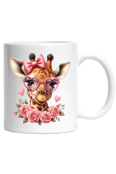 StoryGift Romania Cana cu o girafa timida | trandafiri | inimioare | funda | ...