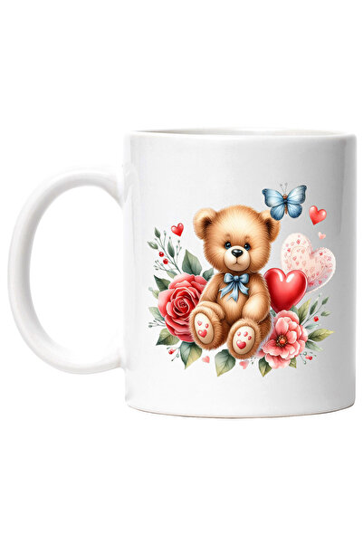 StoryGift Romania Cana cu un ursulet de plus, ilustratie, fluture, cadou, iub...