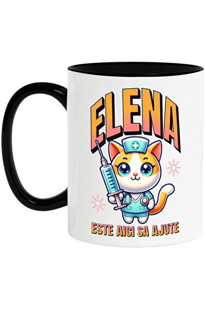 StoryGift Romania Cana cu Pisica Galbena Motan In Costum Medical Doctor Cu Se...