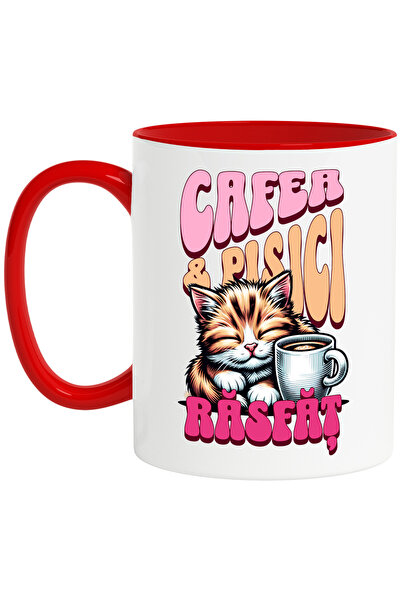 StoryGift Romania Cana Pisica langa cana de cafea rasfat iubitor de animale, ...