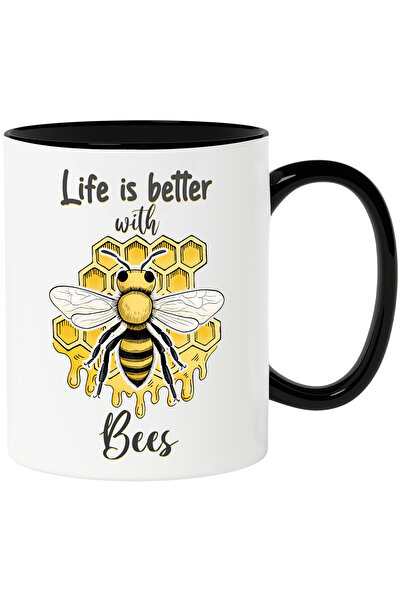 StoryGift Romania Cana cu albina cu mesajul "Life is better with bees", viata...