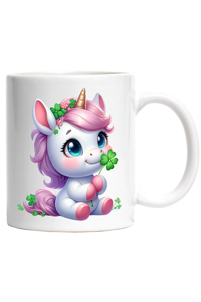 StoryGift Romania Cana cu un unicorn vesel | ilustratie | trifoi cu patru foi...