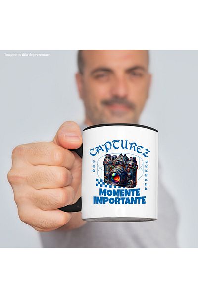 StoryGift Romania Cana cu Aparat Foto Vintige Creativitate Hobby Fotografie Text Capturez Moment I, Cu Maner Negru