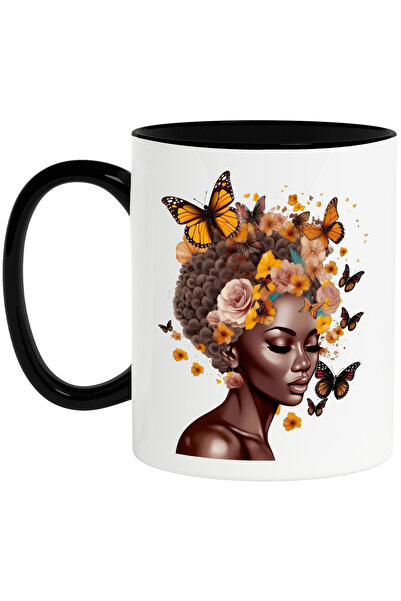 StoryGift Romania Cana cu o femeie afro | ilustratie | draguta | fluturi | fl...