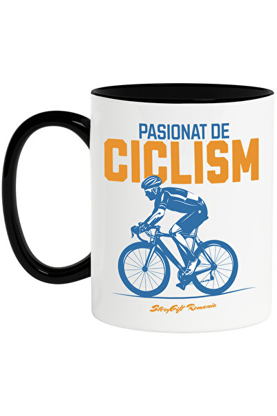 StoryGift Romania Cana cu Silueta Barbat Bicicleta Ciclism Casca Profesionist...