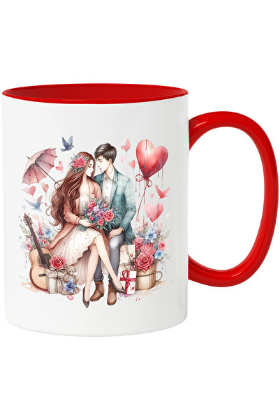 StoryGift Romania Cana cu o fata si un baiat | ilustratie | buchet cu flori |...