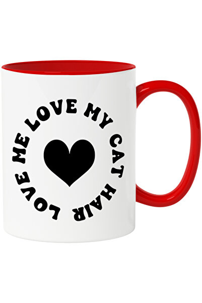 StoryGift Romania Cana cu inimioara si mesajul "Iubeste-i parul pisicii mele"...