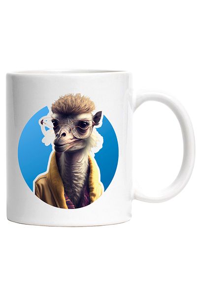 StoryGift Romania Cana Cu Lama, Hipster, Ochelari, Jacheta, Animal, Multicolor 330 ml, Ceramica cu, Cu Maner Alb