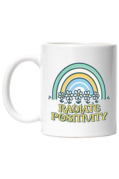 StoryGift Romania Cana cu mesajul "Radiate positivity", ilustratie, motivatio...