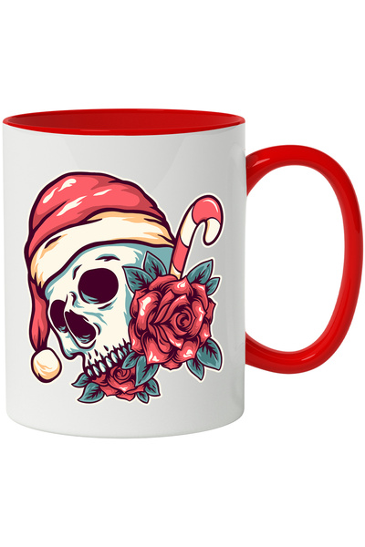 StoryGift Romania Cana Cu Trandafiri, Craniu, Caciula, Craciun, Multicolor 33...