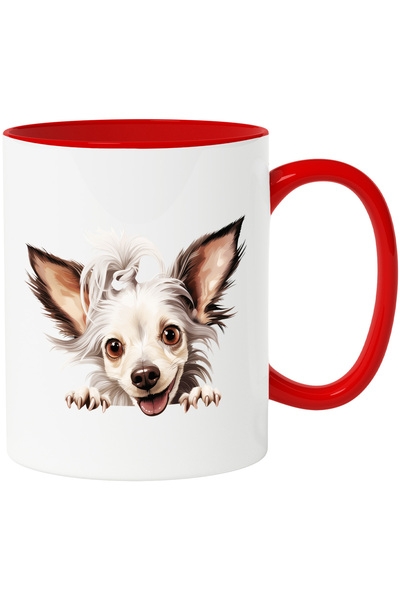 StoryGift Romania Cana cu o catelusa cu mot | ilustratie | gheare | jucausa | animalut de companie, Cu Maner Rosu