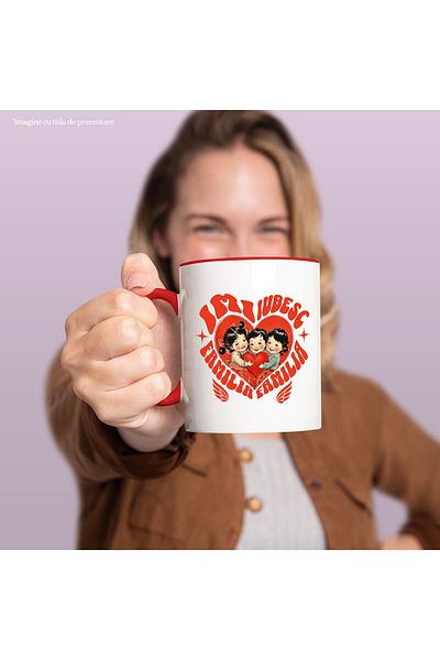 StoryGift Romania Mug with Three Children Heart Love Text I Love My Family Brothers, Ceramic, 330ML, With ,STG