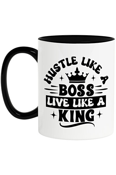 StoryGift Romania Cana cu mesajul "Hustle like a boss, live like a king" - ca...