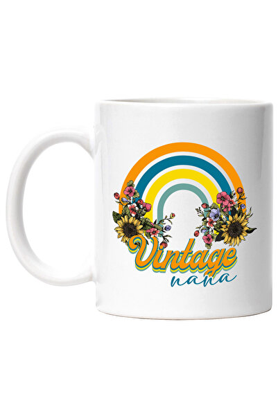 StoryGift Romania Cana cu mesajul "Vintage nana", ilustratie, stil retro, vec...