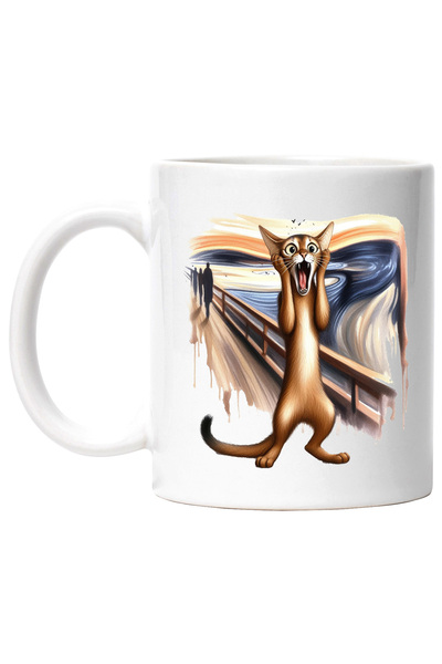 StoryGift Romania Cana cu o pisica speriata, ilustratie, uimita, sta in 2 lab...