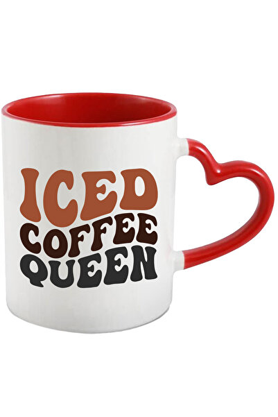 StoryGift Romania Cana pentru regina cafelei cu gheata cu Maner Inima Rosie, ...