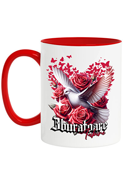 StoryGift Romania Cana Porumbel intre trandafiri iubire zburatoare , 330ml, C...