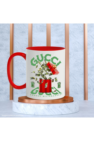 StoryGift Romania _Gucci_ Mug - Millionaire's Gift, 330ml, Ceramic with Red Handle, With Red Handle STG ,,STG .