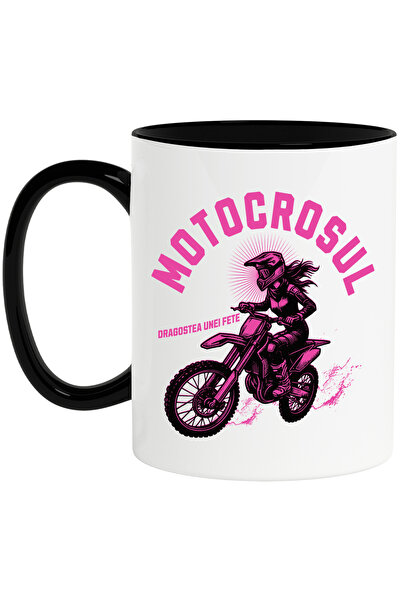 StoryGift Romania Cana Fata pe motocros text dragostea unei fete, 330ml, Cera...