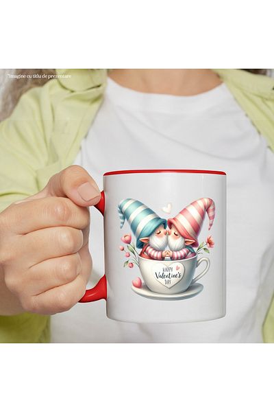 StoryGift Romania Mug with two Gnomes in love in a mug, with the message happy valentine's day | 3, With ,STG