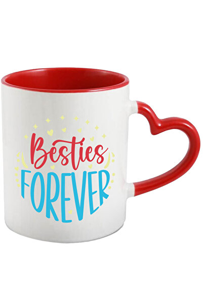 StoryGift Romania Best Friends Forever Mug - Hearts with Red Heart Handle, Wi...
