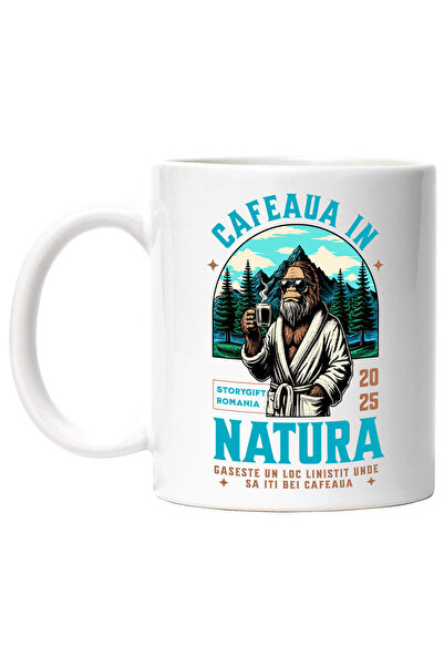 StoryGift Romania Cana cu Animal Gorila In Halat La Munte Cafea Fierbinte Tex...