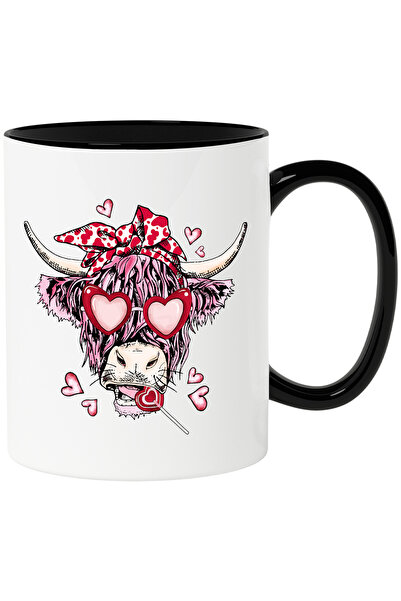 StoryGift Romania Cana cu un cap de vacuta, indragostita, ilustratie, inimioa...