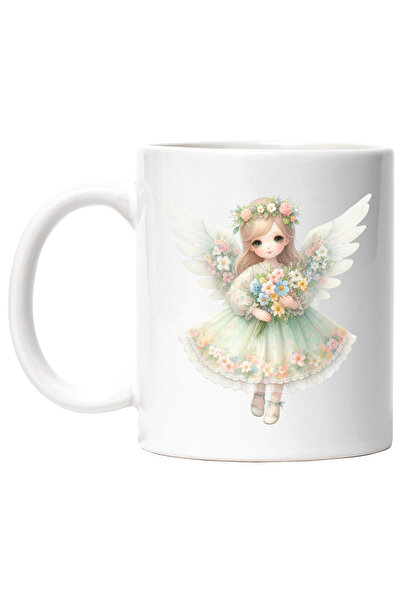 StoryGift Romania Cana cu o fetita cu aripi de ingeras, ilustratie, floricele...