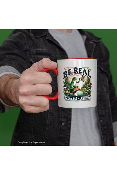 StoryGift Romania Mug with the message "Be real, not perfect", hippie style, culture, illustration, psych, With ,STG