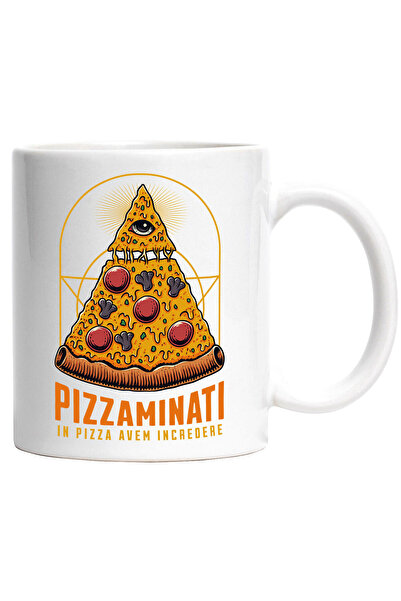 StoryGift Romania Cana cu Felie De Pizza Peperoni Bizara Cu Ochii Simbol Ilum...