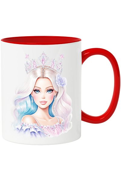 StoryGift Romania Mug with a beautiful face | illustration | | crown | princess | dress | b, With ,STG