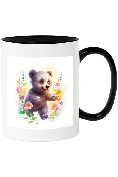 StoryGift Romania Cana cu un ursulet fericit | ilustratie | in natura | flori...