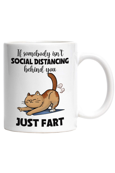 StoryGift Romania Cana cu pisica cu mesajul "If somebody isn't social distanc...