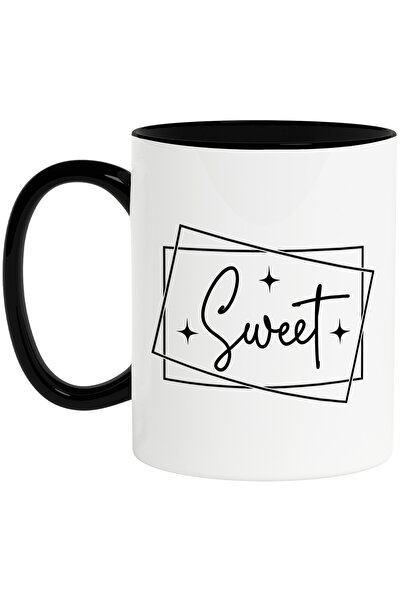 StoryGift Romania Cana cu stelute pentru iubita - dulce cu Maner Negru, Cu Ma...