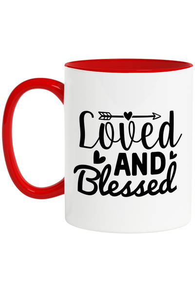 StoryGift Romania Cana cu inimioare si mesajul "Loved and blessed" - iubita s...
