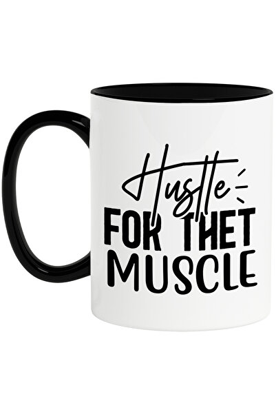 StoryGift Romania Cana cu mesajul in engleza "Hustle for the muscle" - agitat...
