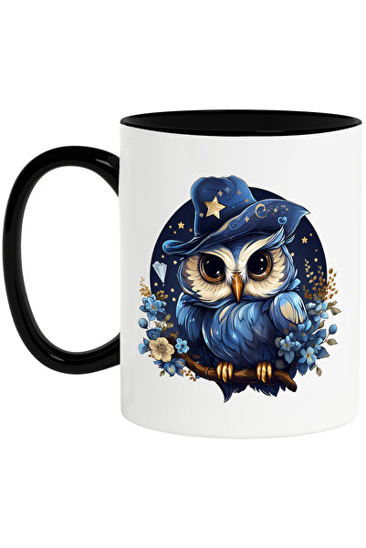 StoryGift Romania Cana cu o bufnita, ilustratie, palarie de vrajitoare, stelu...