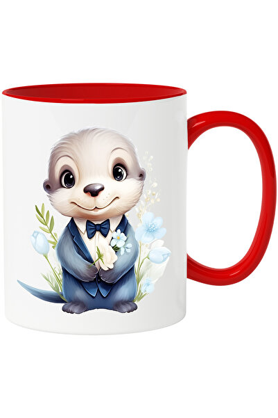 StoryGift Romania Cana cu o vidra vesela care tine niste flori | ilustratie |...